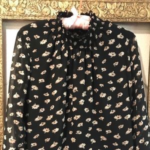 Black Floral Madewell Dress Long Sleeve Dress